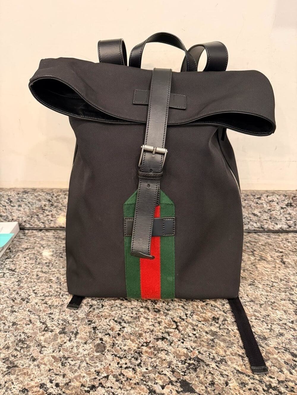 Gucci Web Fold Over Backpack Techno Canvas Medium SPB-TS 342746